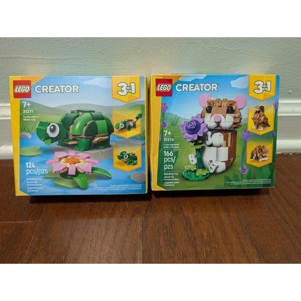 LEGO Creator 3 in 1 Bundle 31376 Hamster & 31377 Turtle Animals Building Set NIB